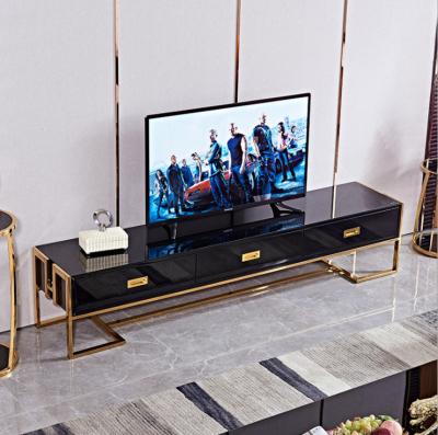 China Modern Furniture Adjustable Luxury Living Room Furniture Tv Stand (Other) With Glass Top for sale