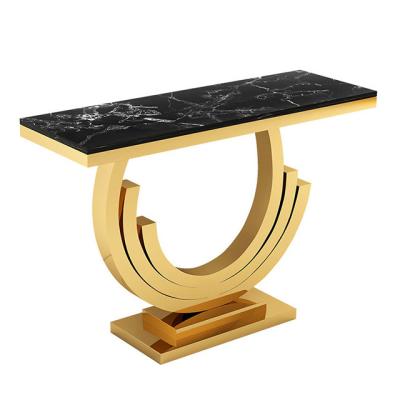 China Modern Luxury Gold Metal Console Tables(Other)Adjustable Living Room Furniture Console Table With Marble Top For Home for sale