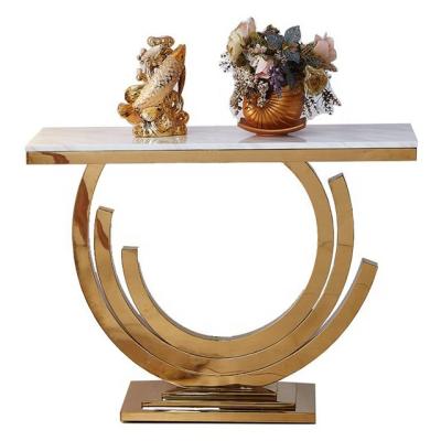 China 201 grade modern gold stainless steel console table (the other) adjustable home luxury hallway table furniture for sale