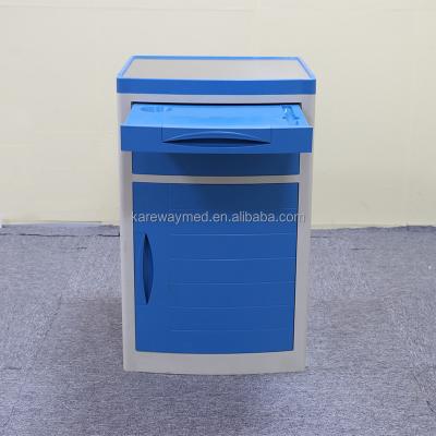 China Modern Modern Type Hospital Room Furniture Blue Color Fluted 2 Drawer Plastic Bedside Table For Hospital for sale