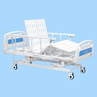 China Electric ICU Hospital Beds With 5 Function ABS Foot Panel Switch Adjustment ICU Head Automatic Rotation Electric Bed With Side Tilt for sale