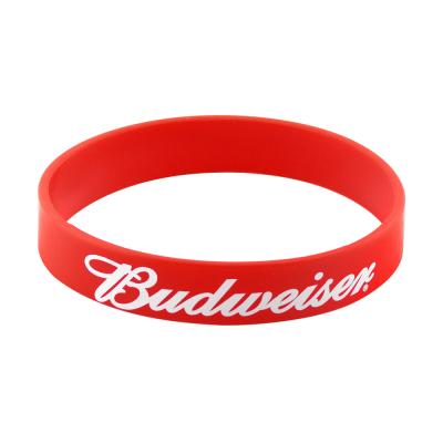 China Custom 1/2 Inch CLASSIC Solid Silicone Wristband With Printed Logo for sale