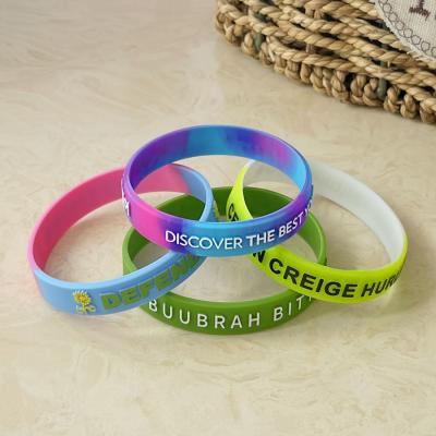 China Europe Personalized Silicone Wristbands With Embossed Printed Text Or Logo for sale