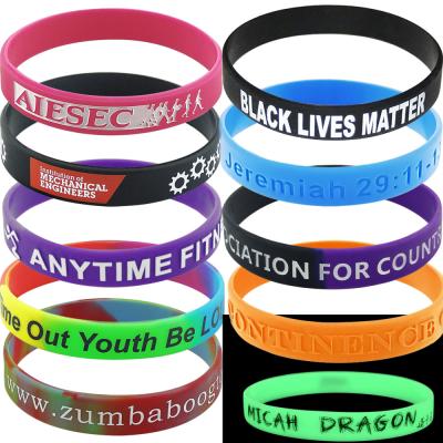 China Custom printed silicone wristbands, make your own rubber wristbands with message or logo, high quality personalized wrist band for sale