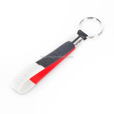 China Promotional Gifts OEM Custom Rubber Keyholder For Fashion Logo Brand Name Soft Silicone Wristband Key Chain for sale