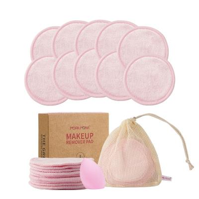 China Reusable Simple Soft Touch Colorful Eco-friendly Bamboo Cotton Cleansing Pad Makeup Remover Pads for sale