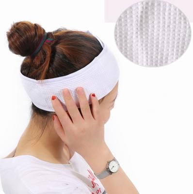 China Fashion Spa Headband 100% Custom Embroidered Cotton Waffle Fabric Hair Band Hair Wrap Make Up Headband for sale