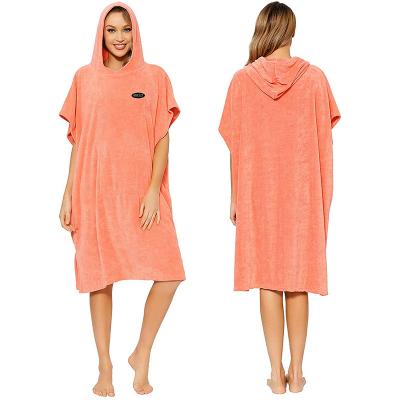 China Wholesale Customized Adults Poncho Hooded Beach Robe Towel Warm and Soft 100% Cotton Hooded Surf Poncho Towel for sale