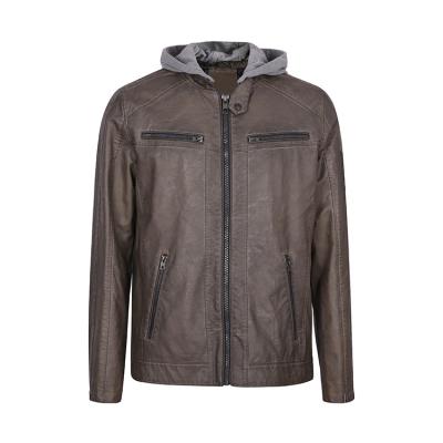 China Waterproof casual wear dyed men waterproof solid warm leather hoodie zippered varsity jacket for winter for sale