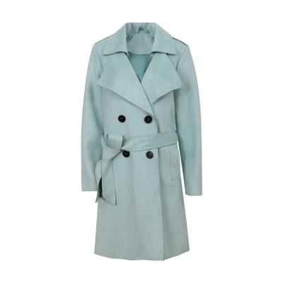 China Ditch Coat Wholesale Plain Dyed Solid Colored Thick Ditch Coat Double Breasted Long Ditch Coat For Women for sale