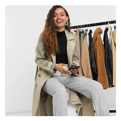 China None high quality custom finish plain dyed solid color knitted female trench coat sale for women for sale