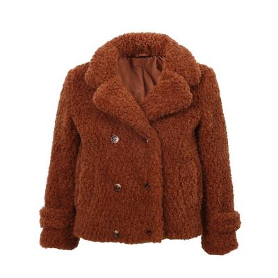 China Anti-Shrink Outwear Style Fashion Keep Warm Faux Fur Coat Double Breasted Winter Girls Kids Short Jacket for sale