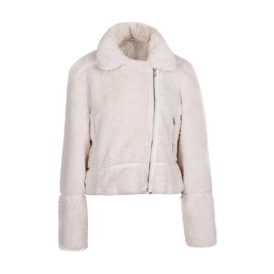 China None New Fashion Knitted Winter Solid Thick Short Women's Faux Fur White Biker Jacket for sale