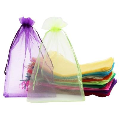 China 20x30cm Packing 20x30cm Pcs Material Small Western Wedding CWP Pockets Drawstring Drawstring Pockets Mixed Color Organza Pouch for sale