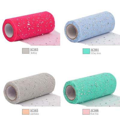 China Sheer 6 inch10 yards dots sequins tulle roll glitter tulle fabric roll tulle sequins fabric for sale