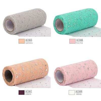 China 6 Yards Inch10 Sheer Illusion Tulle Glitter Tulle Fabric Roll For Tutu for sale