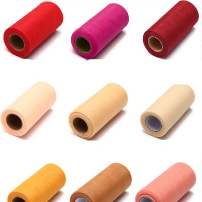 China 6inch Sheer Glitter Tulle Roll Spool Fabric For Sewing Table Skirt And Wedding Decoration 50 Colors Available for sale