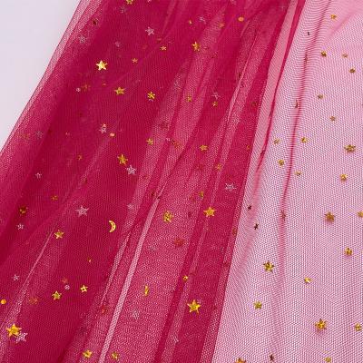 China Sheer Polyester Tulle Fabric Custom Printed Organza Customized Polka Dot Sheer Gold Foiled Tulle Fabric Organza Ribbon Chian for sale