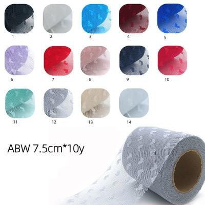 China Dress 7.5CM edding sheer spray silver powder Shinning Mesh Tulle Fabric dot sheer Tulle roll organza ribbon with heart for sale