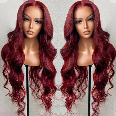 China Cheap Hot Selling Body Wave Hair 10A Full Frontal Wig 99j Burgundy 13x6 13x4 Burgundy Lace Front Wig Body Wave Hair for sale