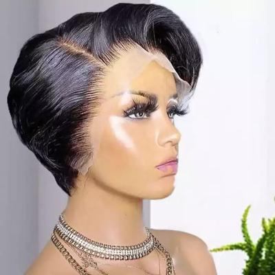 China Wig Vendors Pixie Cut Human Hair Wigs Wholesale Body Wave Wigs, Remy Short Bob Frontal Closure Wig, Brazilian Virgin Wigs For Black Women for sale