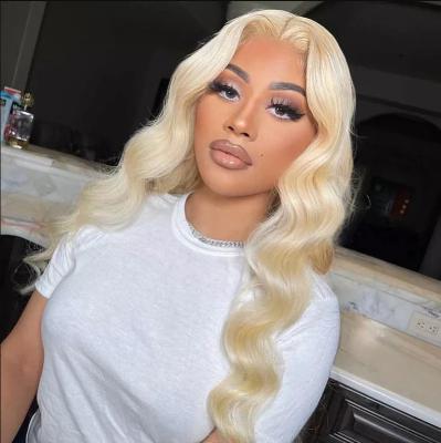 China Hd Seller 613 Lace Front Wig Full Body Wave Human Hair 360 Lace Front Wig Glueless Brazilian100% Transparent Swiss Blonde Virgin Wig for sale