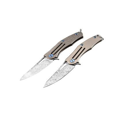 China Mountain Titanium Army Zunelotoo VG10 Damascus Satin Non-variable Blade CT4 Handle Combat Steel Tactical Knife for sale