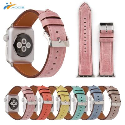 China XDDZ Leather 2018 Hot Sale Vintage Watch Bands For Apple Watch Real Genuine Leather Band For iWatch Straps Silver Series 1/2/3 Loop for sale