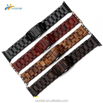 China 2017 NEW and HOT SALE XDDZ stainless steel wood strap for Apple Wtch wood band for sale