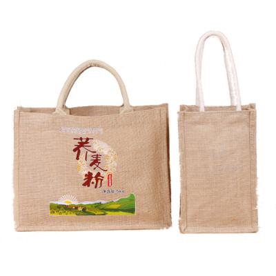 China Reusable Natural Eco-Friendly Sustainable Burlap Shopping Grocery Tote Bags Christmas Jute Cotton Handbags for sale