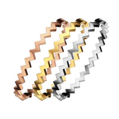 China Lead Free Nickel Free Gold Plated Wholesale Fashion Jewelry Z Shape Wave Stainless Steel Bangle Bracelet Accessories For Women for sale