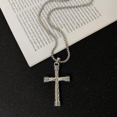 China Hip Hop Miami Jewelry Stainless Steel Necklace Lead Free Nickel Free Cross Pendant Accessories For Women for sale