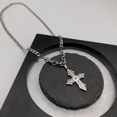 China Charm Lead Free Nickel Free Hip Hop Chain Stainless Steel Cuban Cross Pendant Necklace Accessories For Women for sale