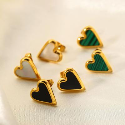 China Statement Fashion Jewelry Heart Lead Nickel Free Gold Plated Stud Stainless Steel Earrings Accessories For Women for sale