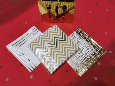 China Custom Gold Silver Foil Paper Napkins For Party Wedding 25*25cm for sale