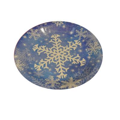 China Snowflake Swirls Gold Foil Paper Plate , 9'' Compostable Paper Plates for sale