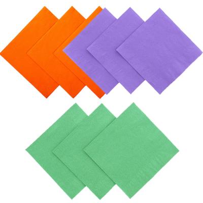 China 50-80gsm/M2 Orange Dinner Napkins , 1/4FLD Christmas Paper Serviettes for sale