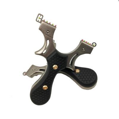 China Stainless Steel Patch Big Power Black Slingshot Outdoor Hunting Catapult for sale