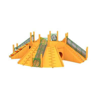 China Grow Small Capacity Nature Outdoor Sports Children's Color Wooden Playground Cheap Outdoor Equipment Wooden Kids Climbing Playground For Kids for sale