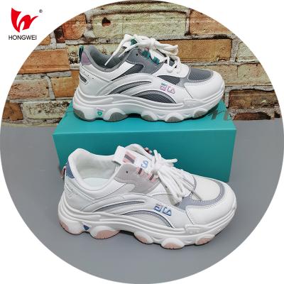 China 2021 fashion trend women's sneaker design new colorful leather casual sneakers breathable sports women's bulky shoes for sale