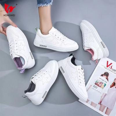 China Fashion Trend New Arrival Microfiber Leather Upper White Flat Platform Custom Shoes Women Casual Designer Breathable Sneakers for sale