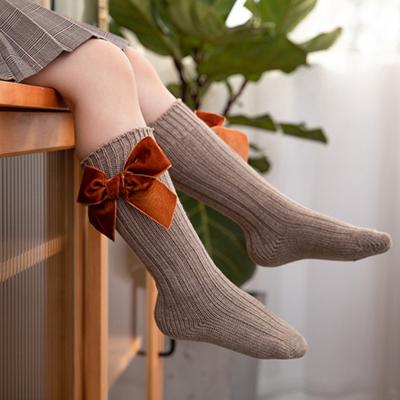 China High Quality Sporty High Quality Socks Children's Velvet Bow Baby Girl Spanish Soft Bow Socks With Bows for sale