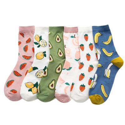 China Sporty wholesale custom fruit jars happy jacquard watermelon strawberry peach cotton fun cartoon women cheap socks for sale