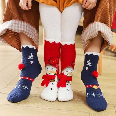 China Hot Christmas Sports Holiday Family Bangs Parent Children Matching Fuzzy Family Christmas Socks for sale