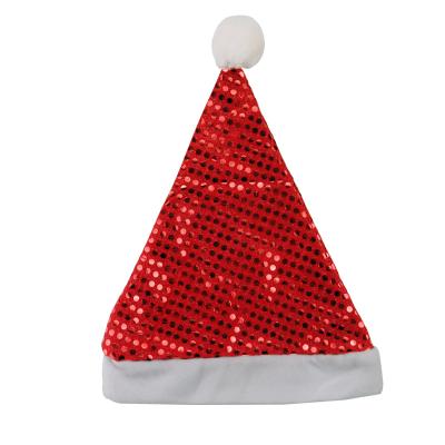 China Adult Plush Christmas Hats Kids Santa Hat Decorative Supplies Funny Winter Sequin Plush Christmas Wholesale for sale