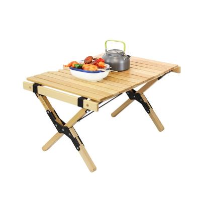 China Factory Wholesale Modern Mini Wood Base Picnic Table Camping Egg Rolling Wine Foldable Outdoor Wooden Dining Table for sale