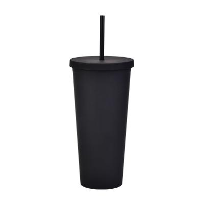 China Sustainable Eco - Friendly Self Stirring Plastic Straw Travel Cups With Lids And Straws Water Bottle for sale