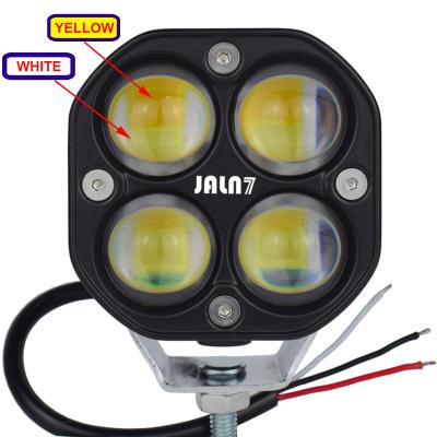 China JALN7 ATV Dual Color Led Pods LED Drive Fog Lights Amber/Yellow+White 2pcs 40W 3Inch Offroad Lights For Motorcycle Car SUV for sale