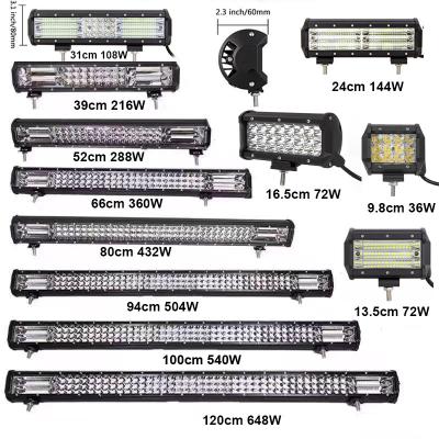 China 120cm 648W 3 Row High Power Triple Row Diecast Aluminum Housing Crees Truck LED Work Light Bar For Car Factory 4X4 4WD Car for sale