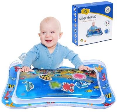 China Toy New Designs Baby Kids PVC Tummy Time Play Mat Infant Toddler Soft Inflatable Water Play Mat For Baby Activity Game for sale